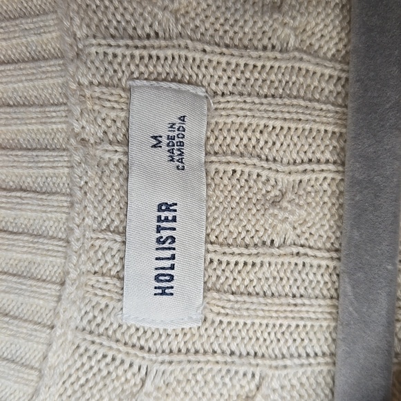 Hollister Cream Cable Knit Cardigan Womens M Medium Cotton Blend - Picture 2 of 7